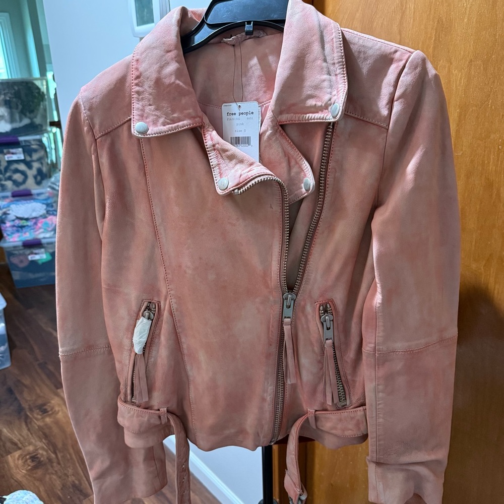 Free People Pink Leather Jacket - New! 💗
